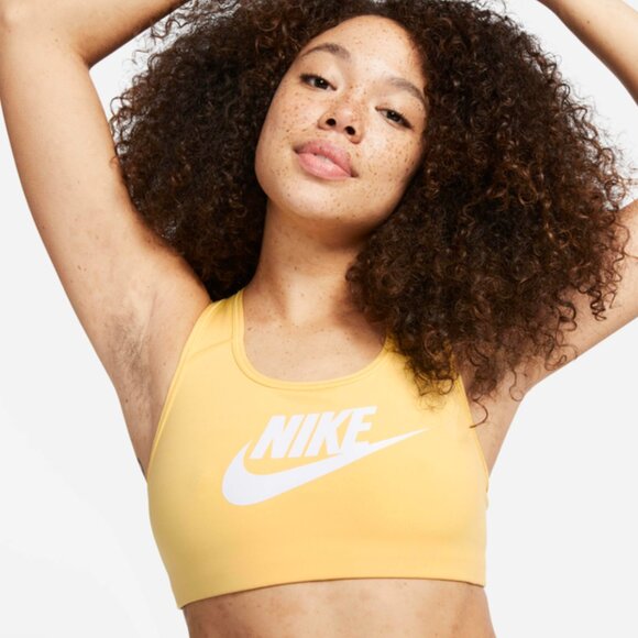Nike Dri-Fit Swoosh Sports Bra Gold Yellow Size M - Picture 1 of 8